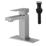 Brushed Nickel Bathroom Faucet with Pop-Up Drain