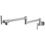 Brushed Nickel wall mount pot filler faucet extendable 22 inch