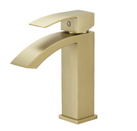 Brushed Nickel Golden Wide Spout Waterfall Bathroom Faucet