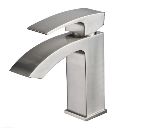 Brushed Nickel Vanity Faucet with Waterfall Spout
