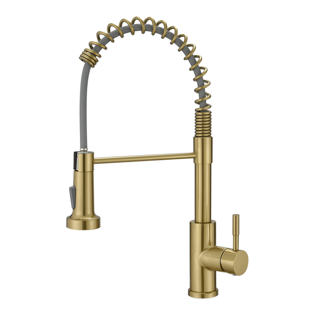commercial-style kitchen faucet with pull-down sprayer