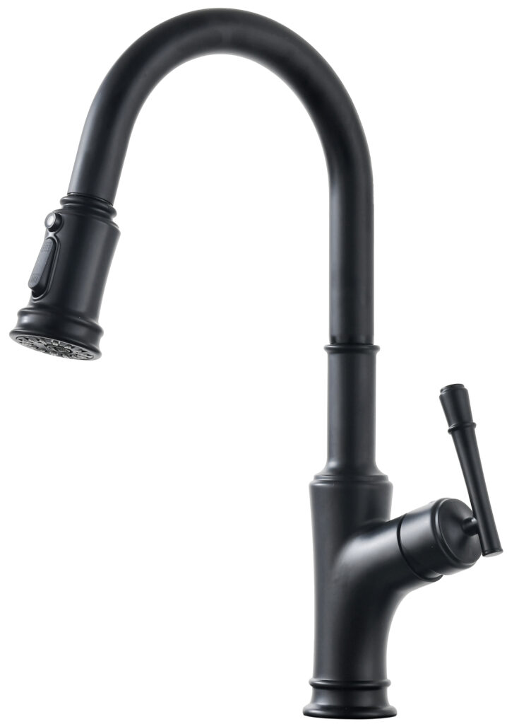 matte black pull-down kitchen faucet