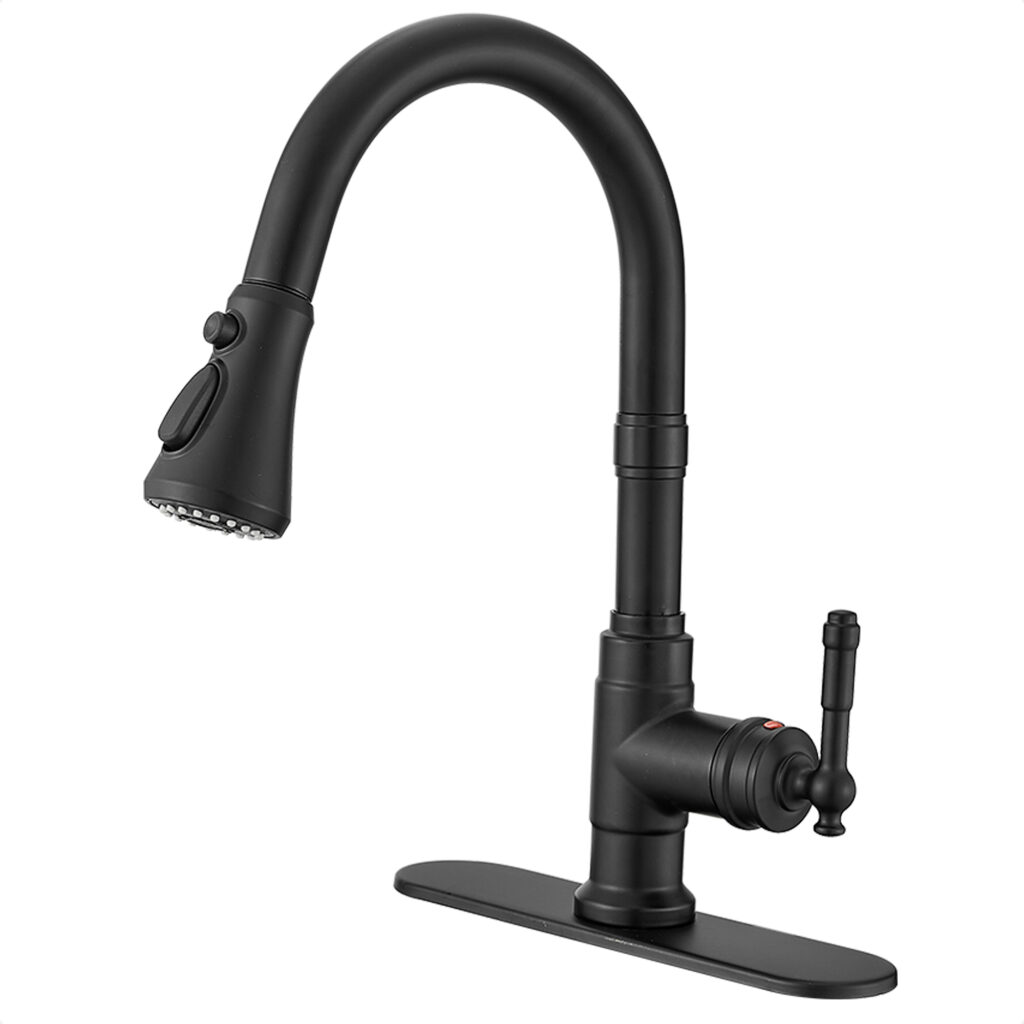 high arc matte black kitchen tap