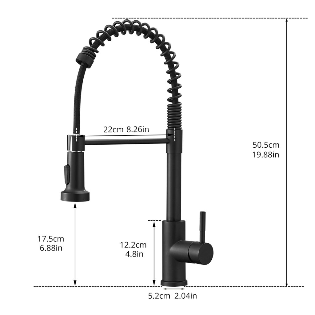 pull-down spray kitchen faucet for large deep sinks