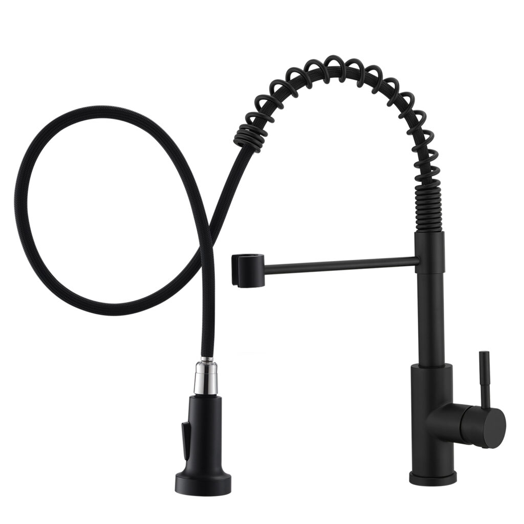 easy-install single handle black kitchen faucet
