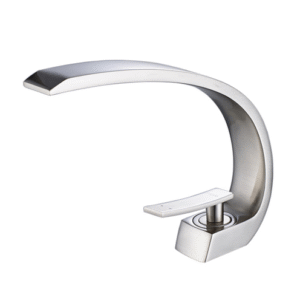 Brushed Nickel Modern Curved Design Basin Mixer Tap