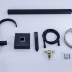 Black Floor Mount Single Handle with Hand Shower