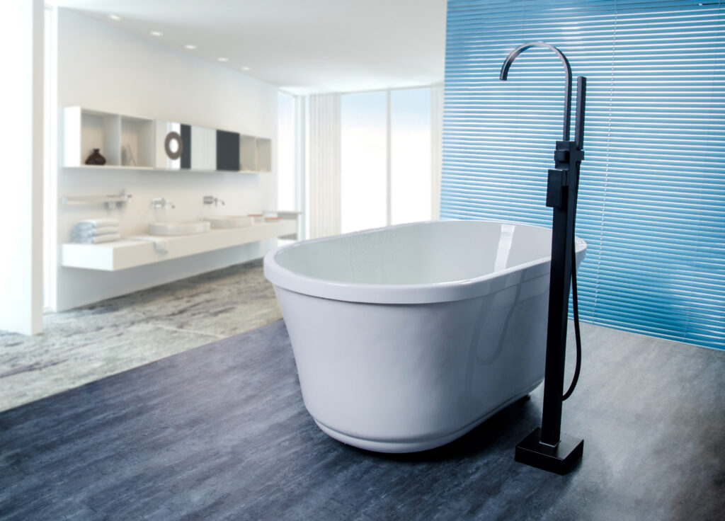 Black Floor Mount Single Handle with Hand Shower