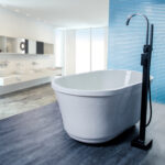 Black Floor Mount Single Handle with Hand Shower