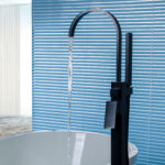 Black Floor Mount Single Handle with Hand Shower
