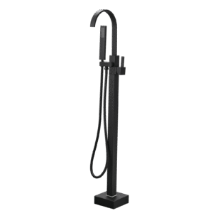 Black Floor Mount Single Handle with Hand Shower