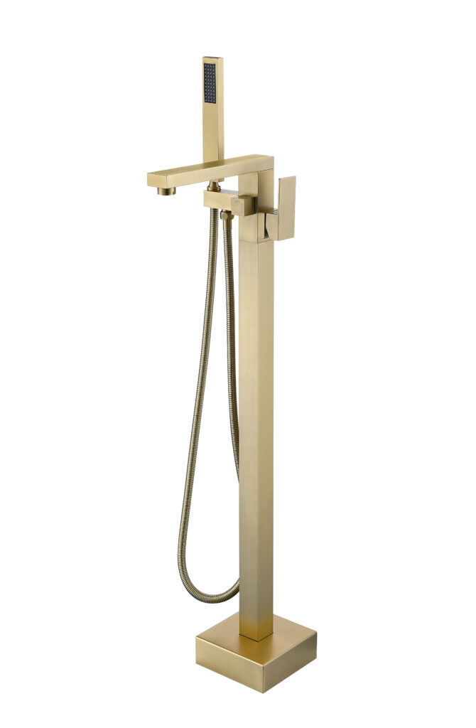 Brushed gold Freestanding Bathtub Faucet Tub Filler Floor Mount