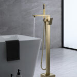 Brushed gold Freestanding Bathtub Faucet Tub Filler Floor Mount