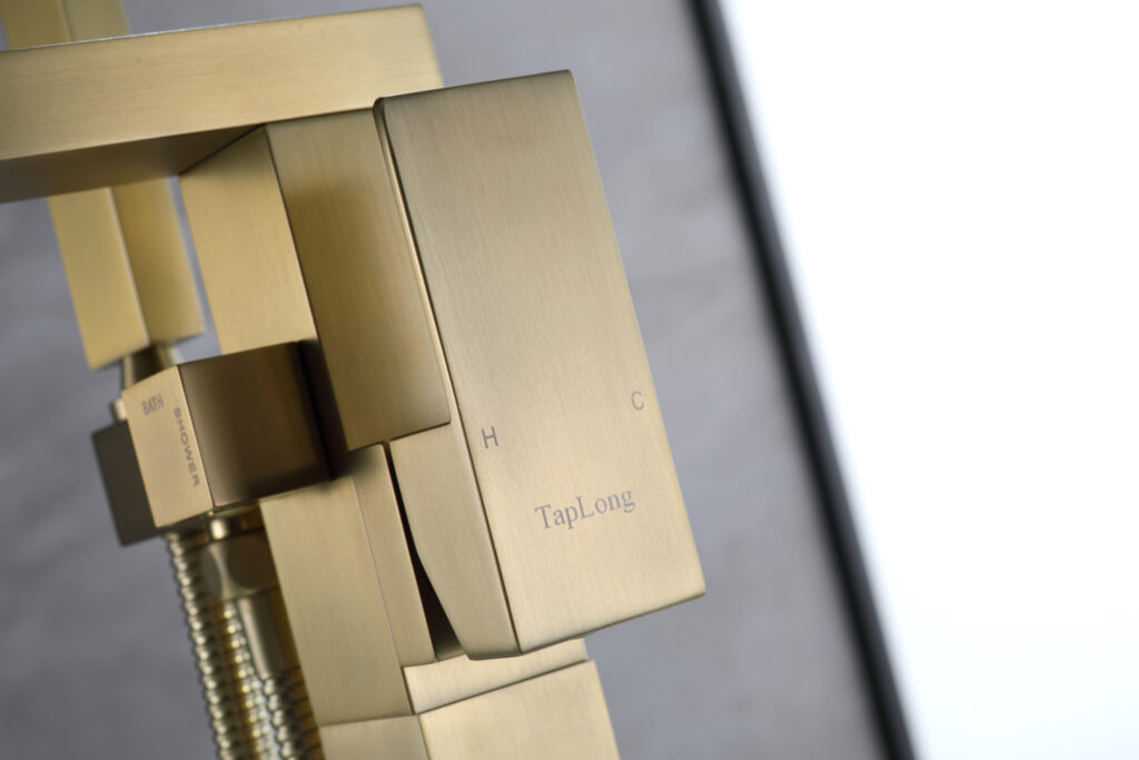 Brushed gold Freestanding Bathtub Faucet Tub Filler Floor Mount