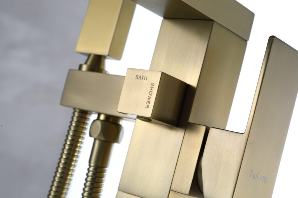 Brushed gold Freestanding Bathtub Faucet Tub Filler Floor Mount