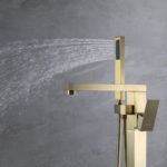 Brushed gold Freestanding Bathtub Faucet Tub Filler Floor Mount
