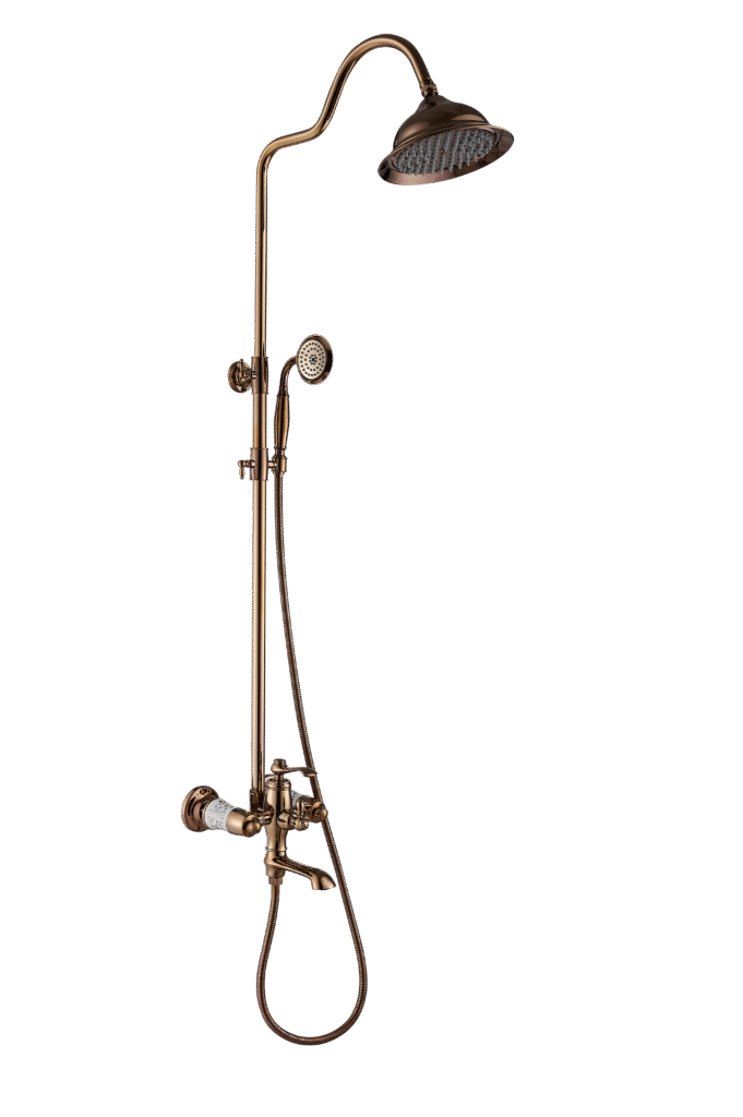 Rose Gold brass Bathroom Classic Exposed Shower Faucet Wall Mount Shower System