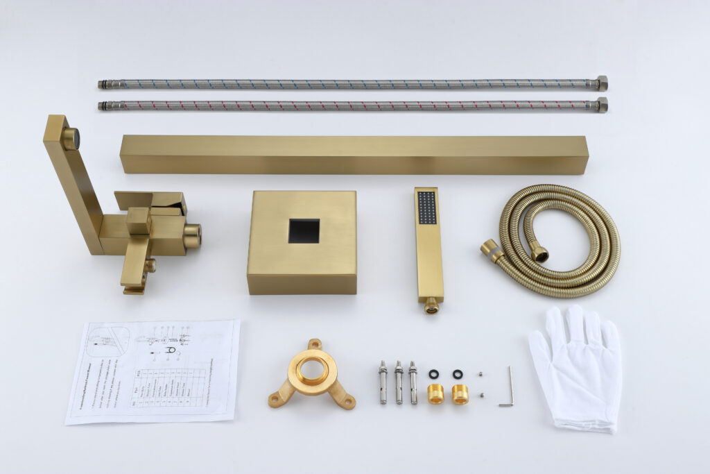 Brushed gold Freestanding Bathtub Faucet Tub Filler Floor Mount