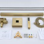 Brushed gold Freestanding Bathtub Faucet Tub Filler Floor Mount