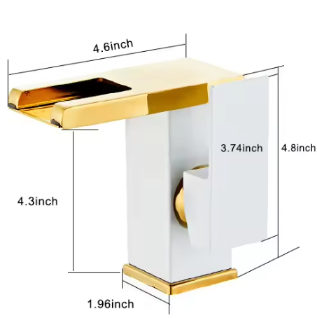 Single Hole Bathroom Sink Faucet With White and Gold