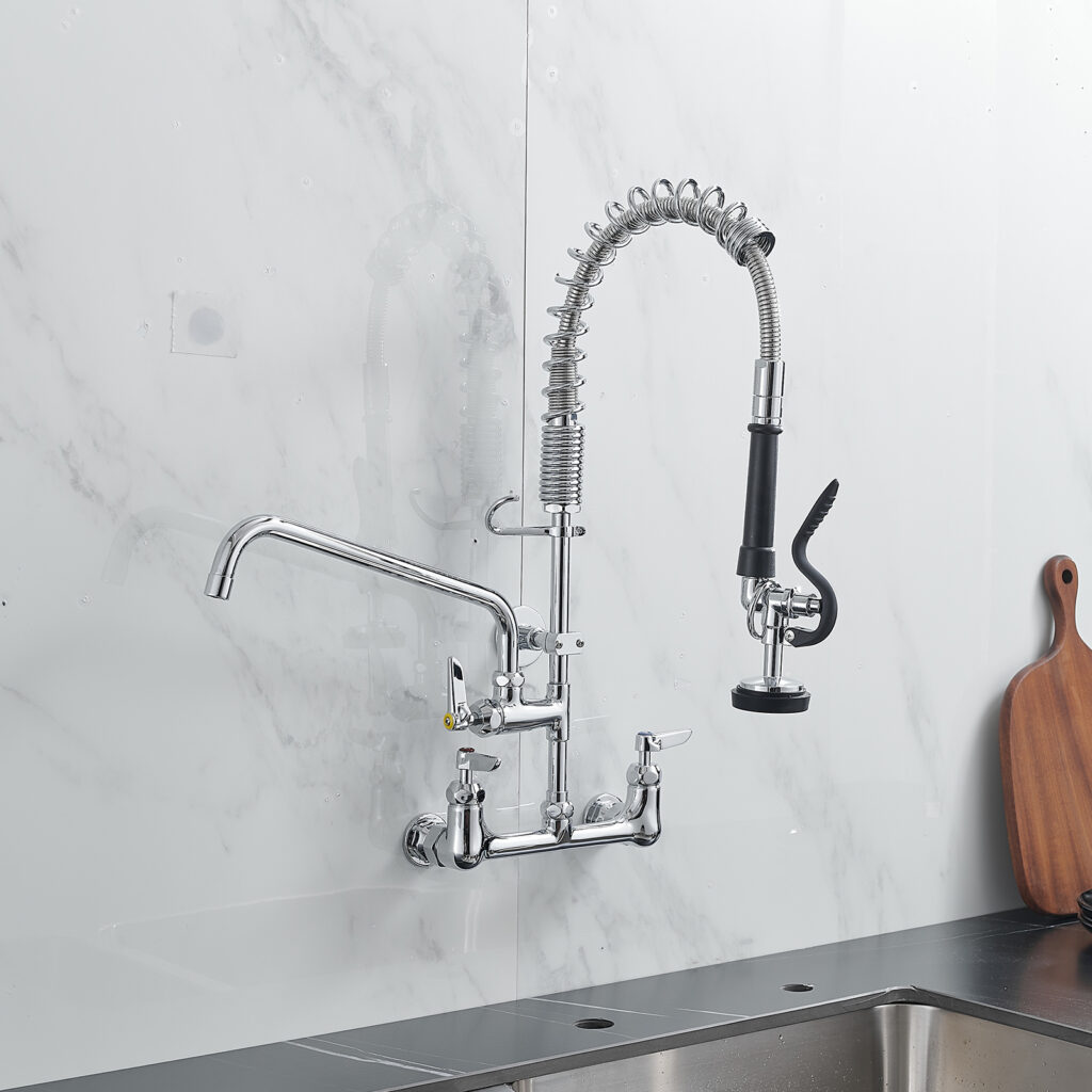 restaurant kitchen pre rinse faucet with auxiliary spout