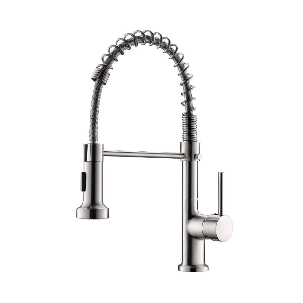 Brushed nickel kitchen faucet