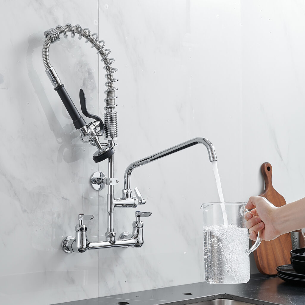 restaurant kitchen pre rinse faucet with auxiliary spout