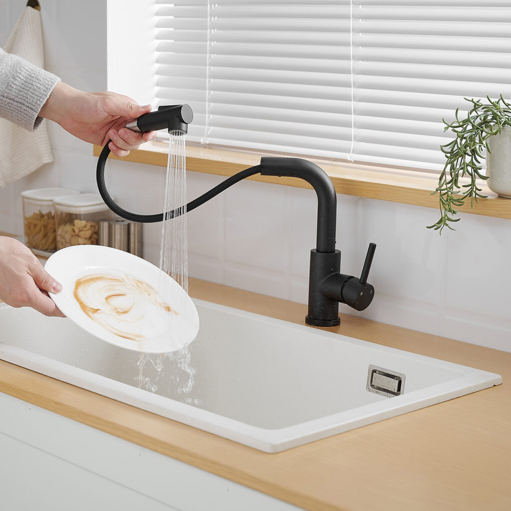 matte black pull out kitchen faucet stainless steel