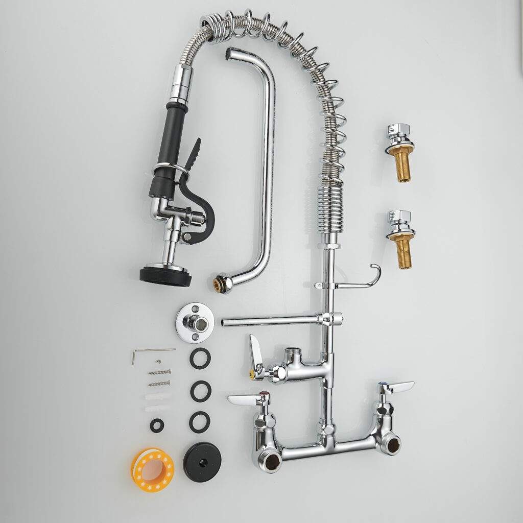 restaurant kitchen pre rinse faucet with auxiliary spout