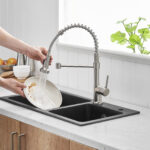 dual spray spring kitchen faucet