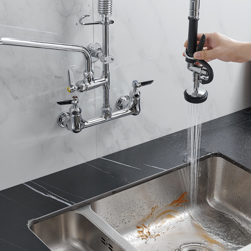 restaurant kitchen pre rinse faucet with auxiliary spout