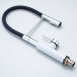 white and chrome kitchen faucet