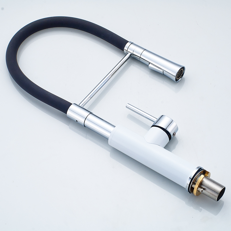 white and chrome kitchen faucet