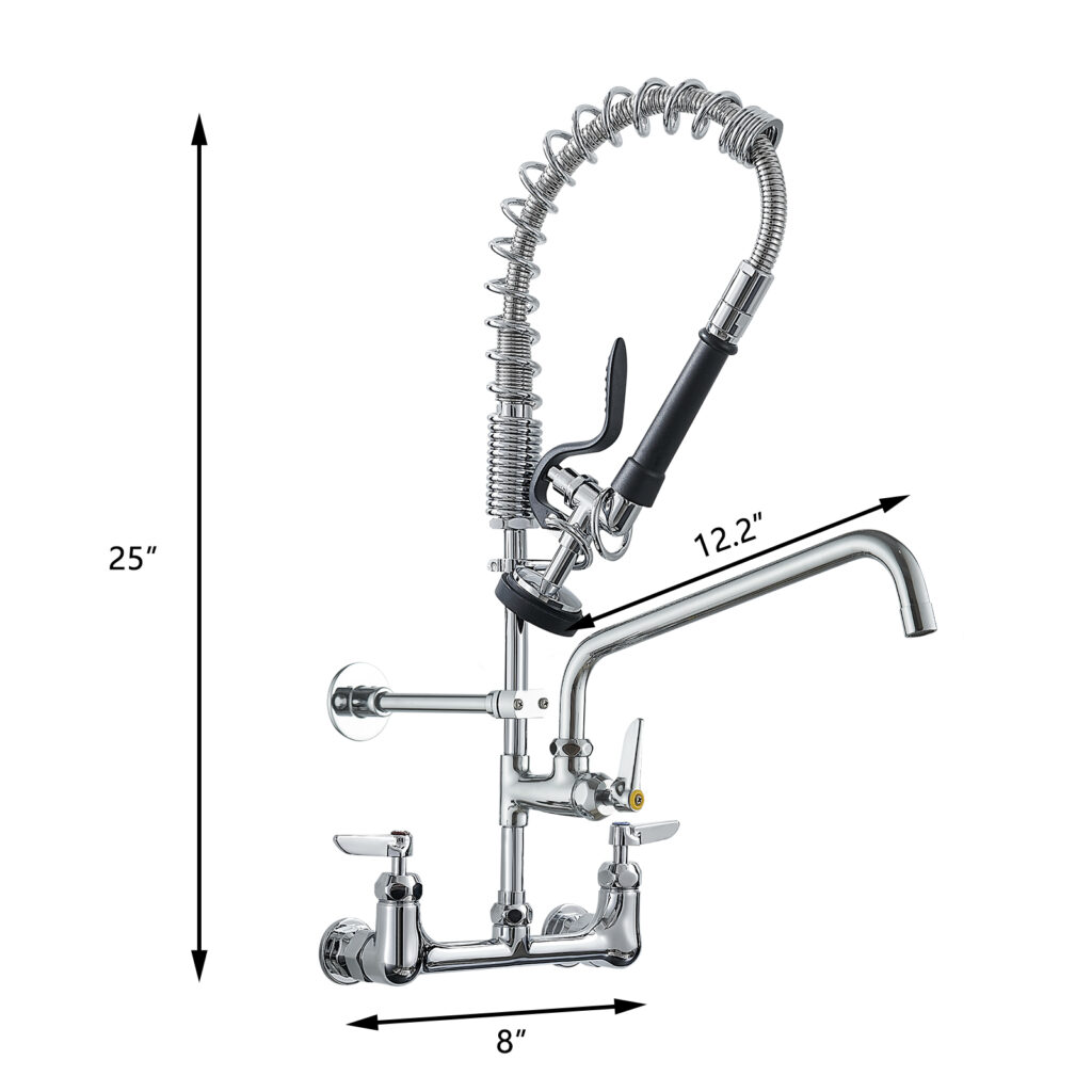 wall mount pre rinse faucet 8 inch adjustable center
