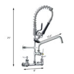 wall mount pre rinse faucet 8 inch adjustable center