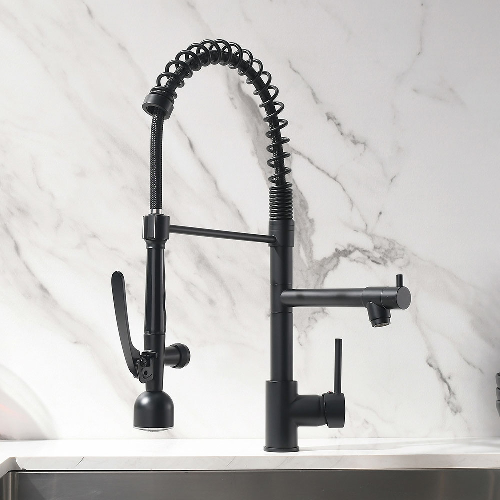 brushed gold pull down faucet for kitchen sink